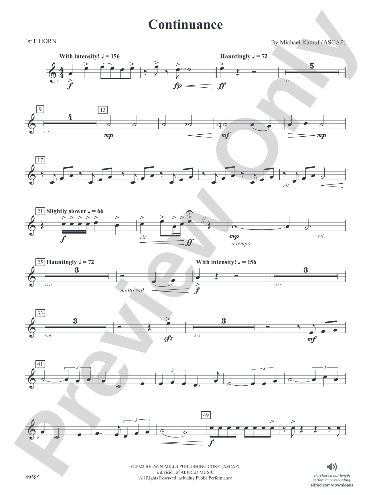 Continuance: 1st F Horn
