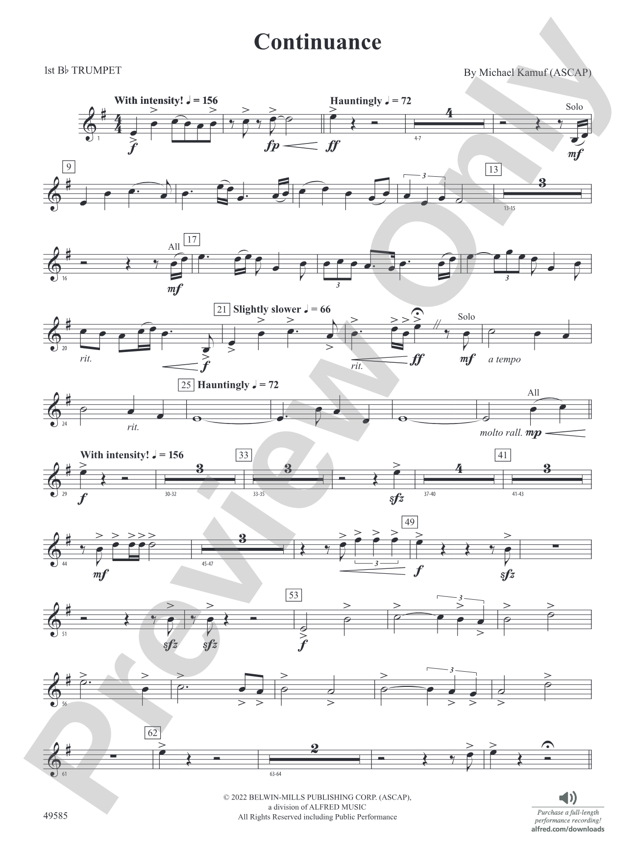 Continuance: 1st B-flat Trumpet