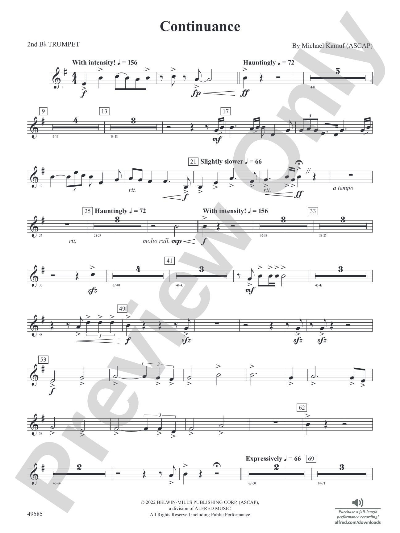 Continuance: 2nd B-flat Trumpet