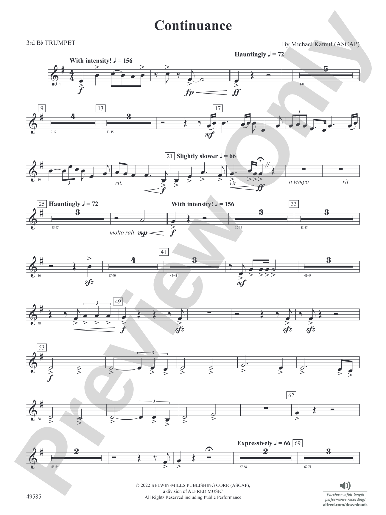 Continuance: 3rd B-flat Trumpet