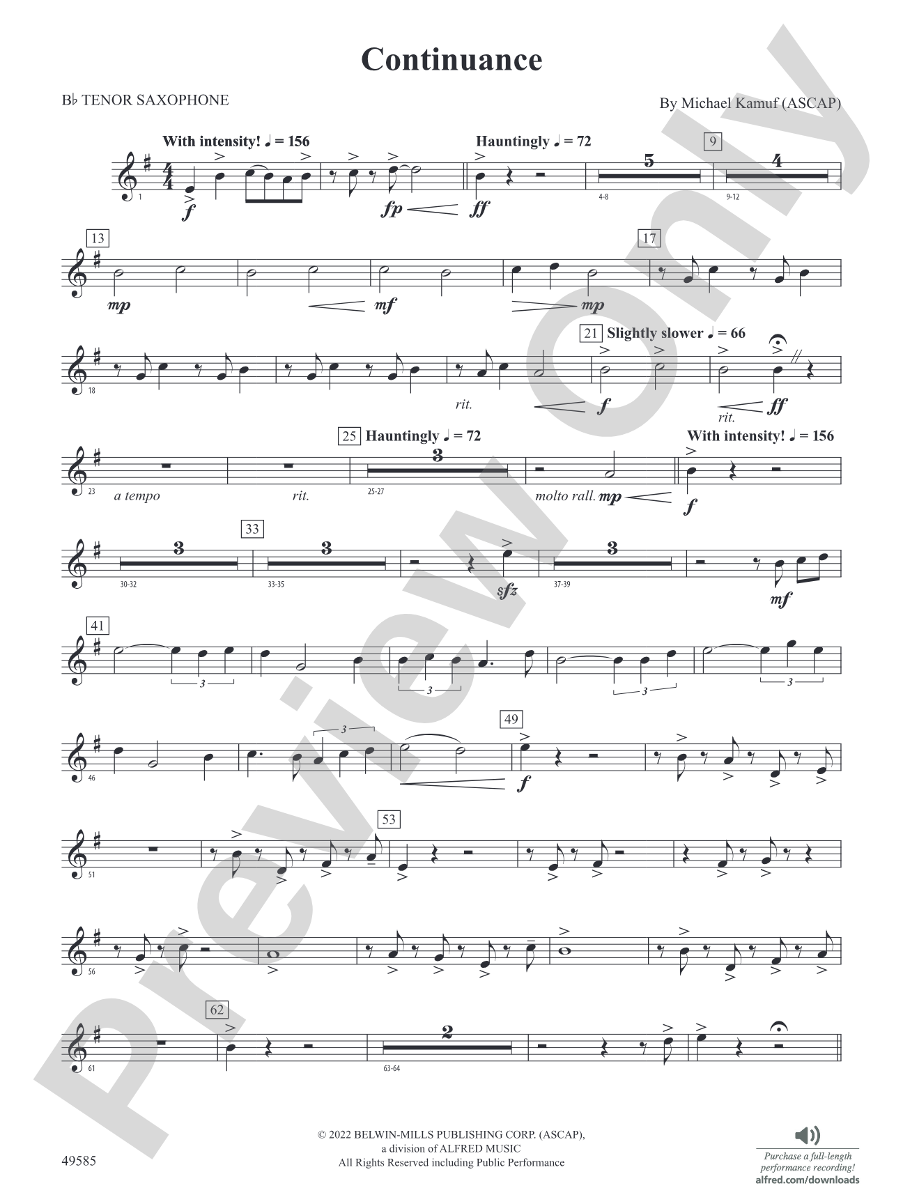 Continuance: B-flat Tenor Saxophone