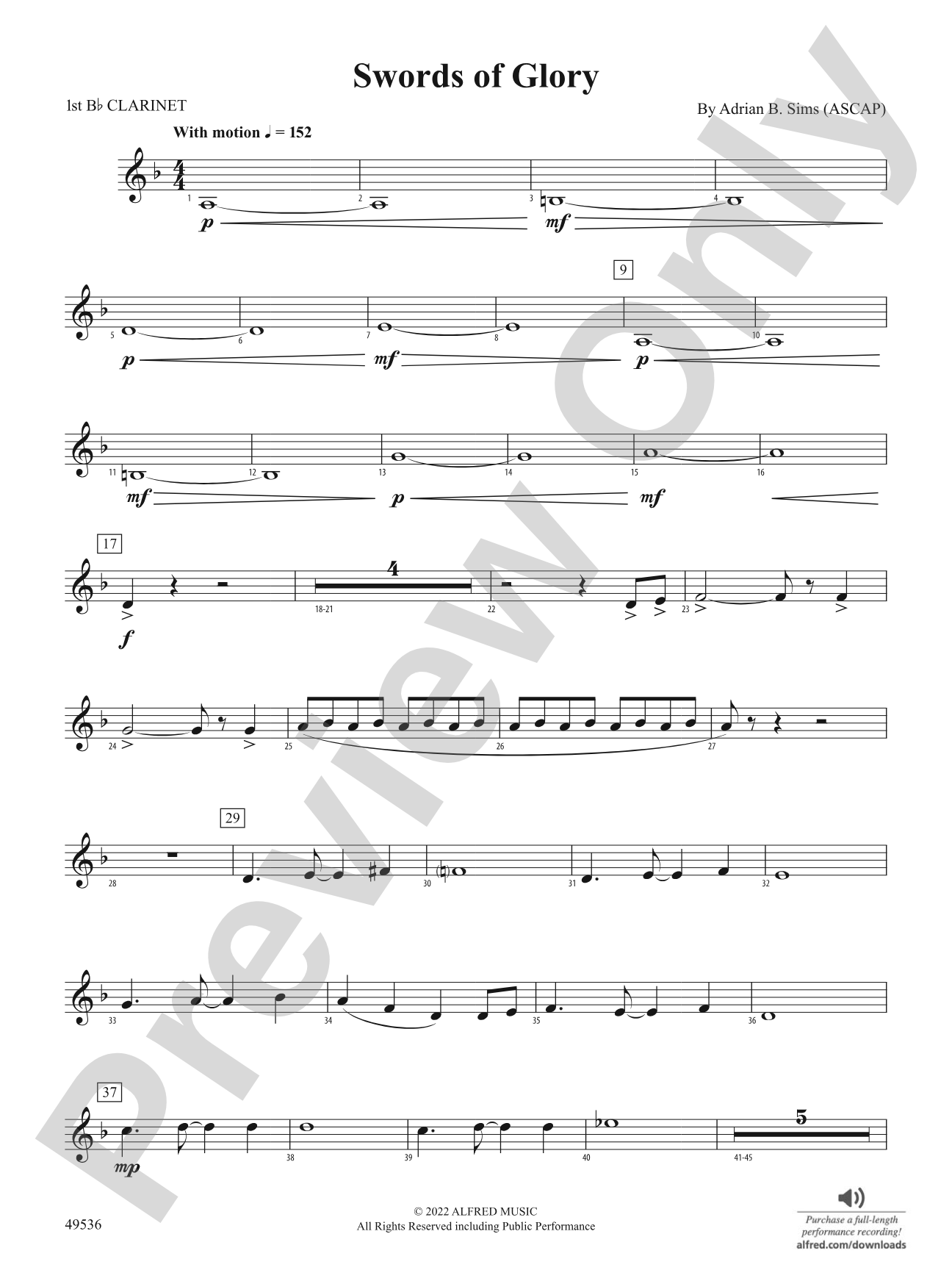 Swords of Glory: 1st B-flat Clarinet