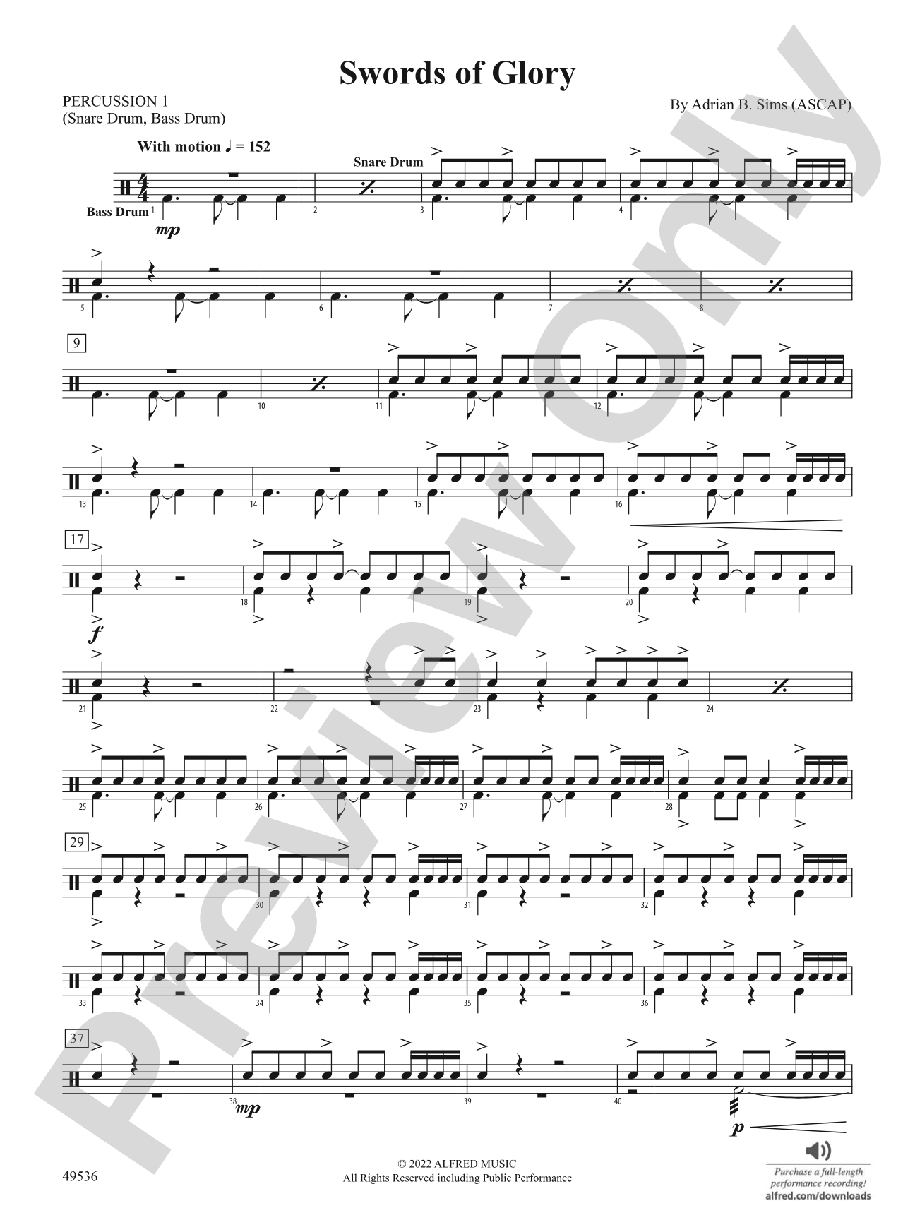 Swords of Glory: 1st Percussion