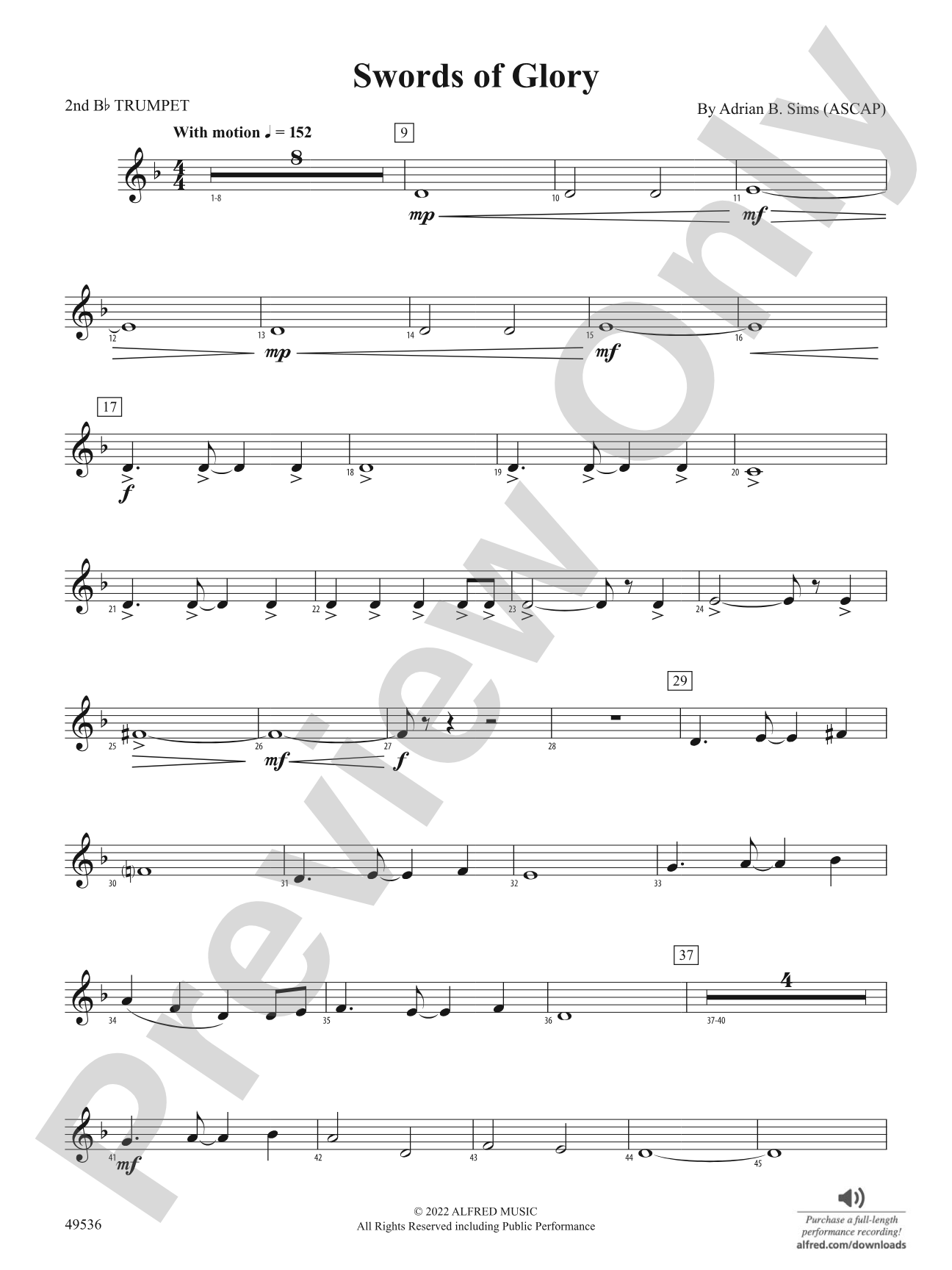 Swords of Glory: 2nd B-flat Trumpet