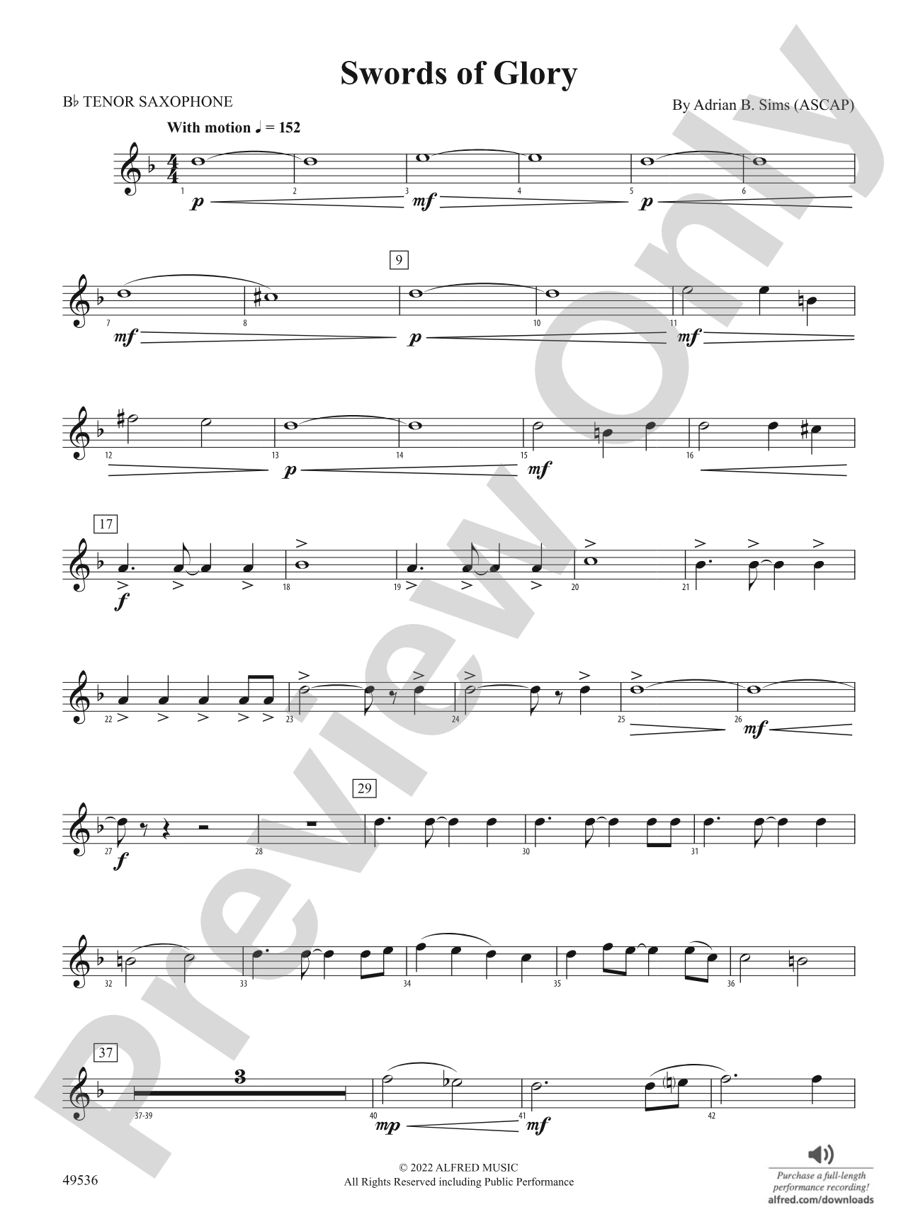 Swords of Glory: B-flat Tenor Saxophone