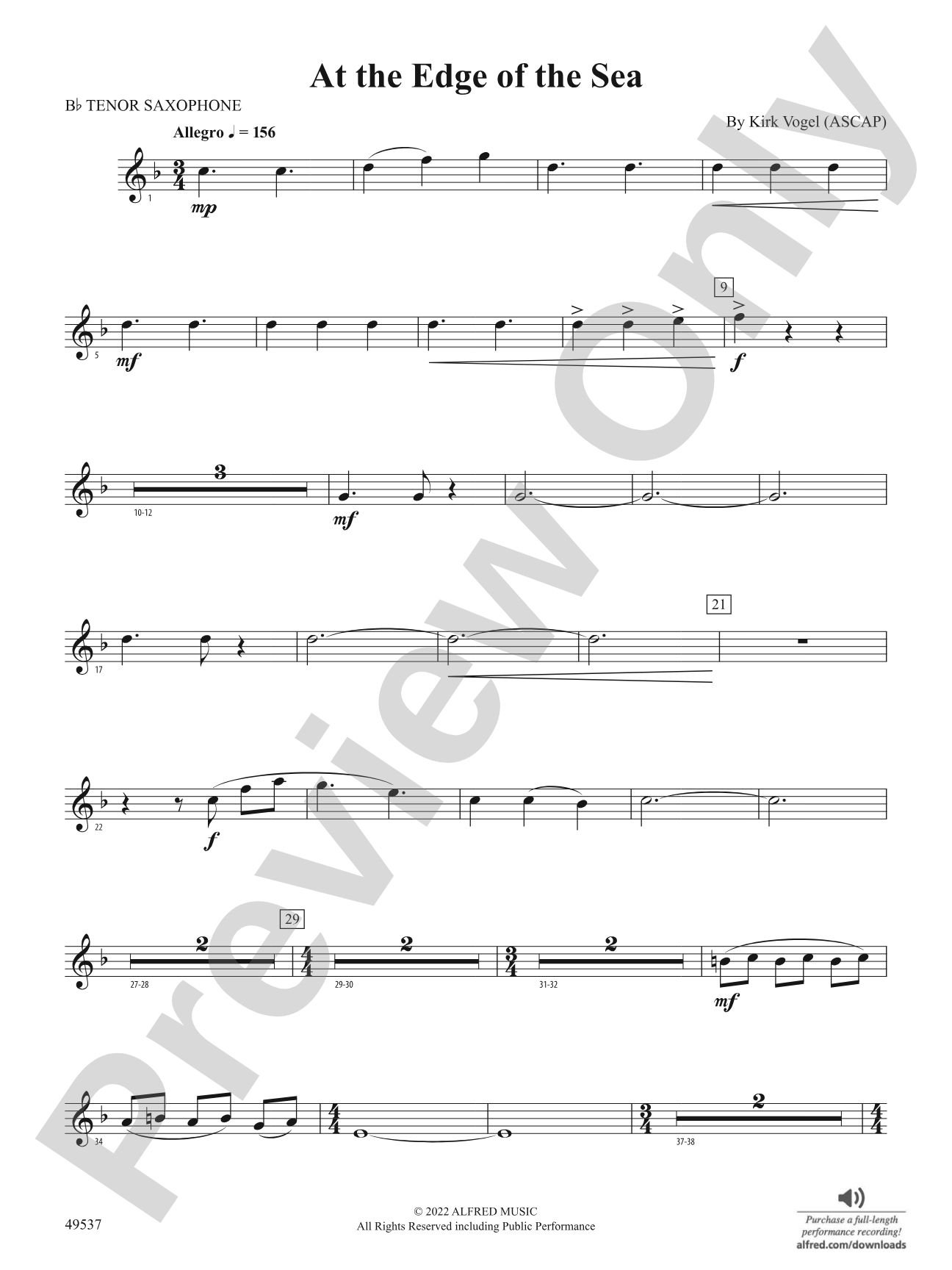 At the Edge of the Sea: B-flat Tenor Saxophone