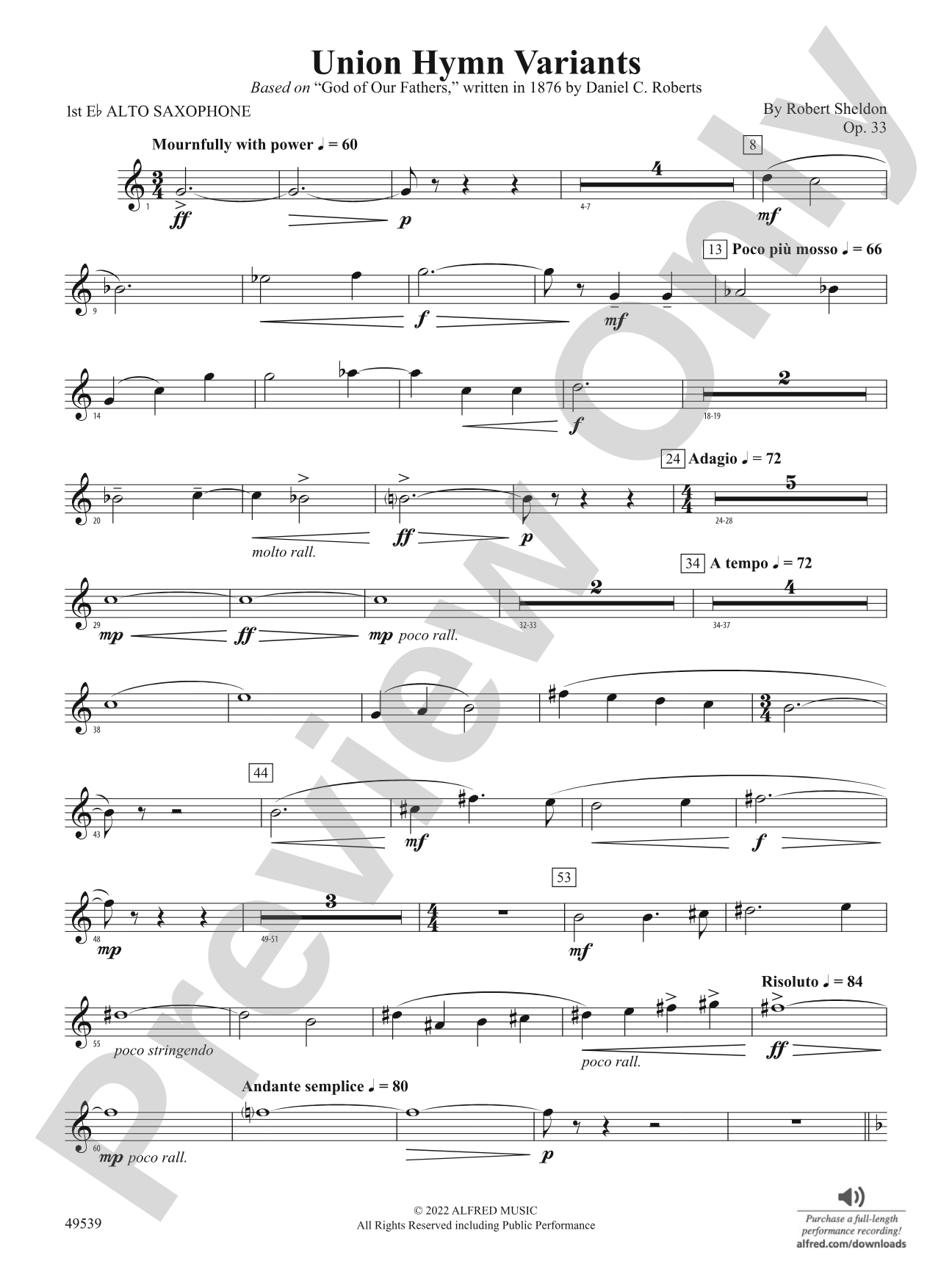 Union Hymn Variants: E-flat Alto Saxophone
