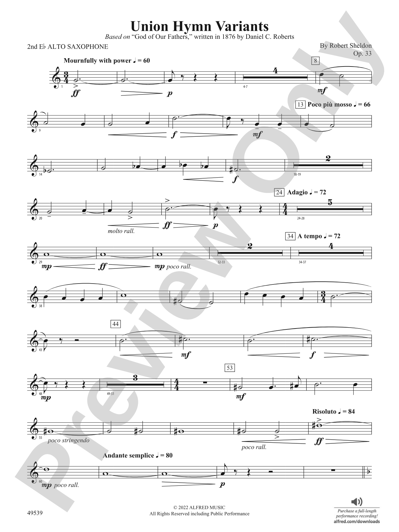 Union Hymn Variants: 2nd E-flat Alto Saxophone