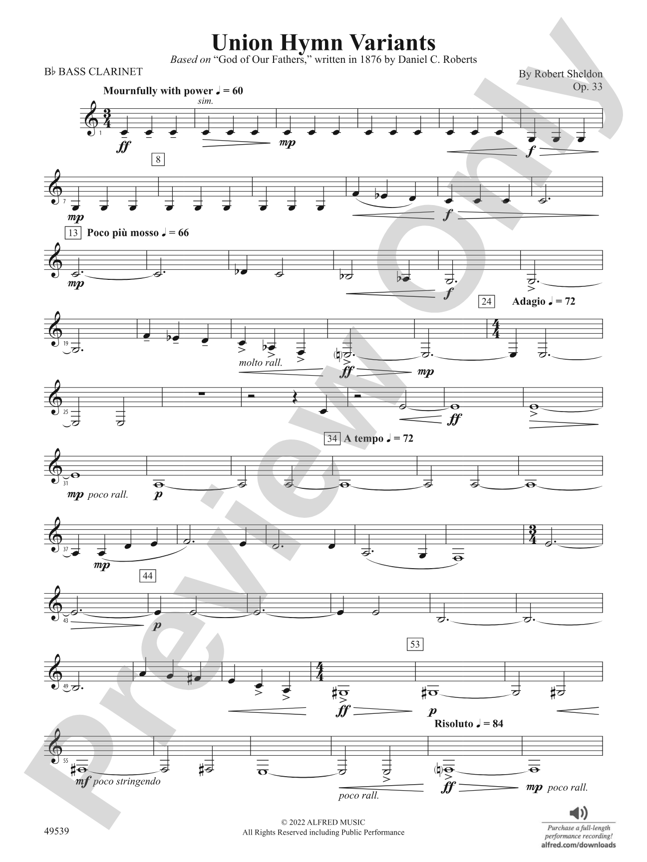 Union Hymn Variants: B-flat Bass Clarinet