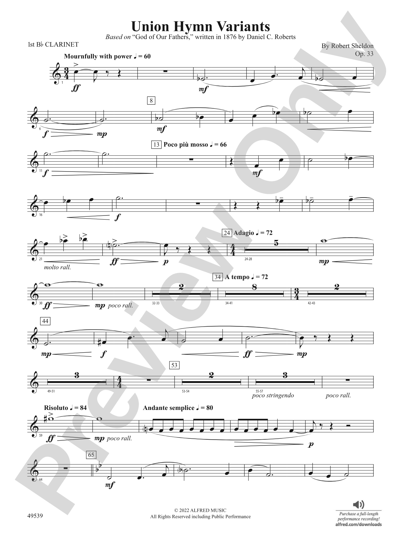 Union Hymn Variants: 1st B-flat Clarinet