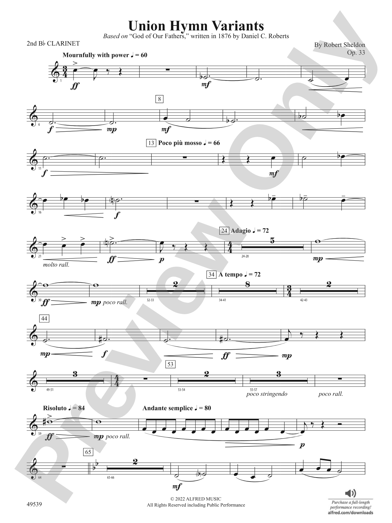 Union Hymn Variants: 2nd B-flat Clarinet
