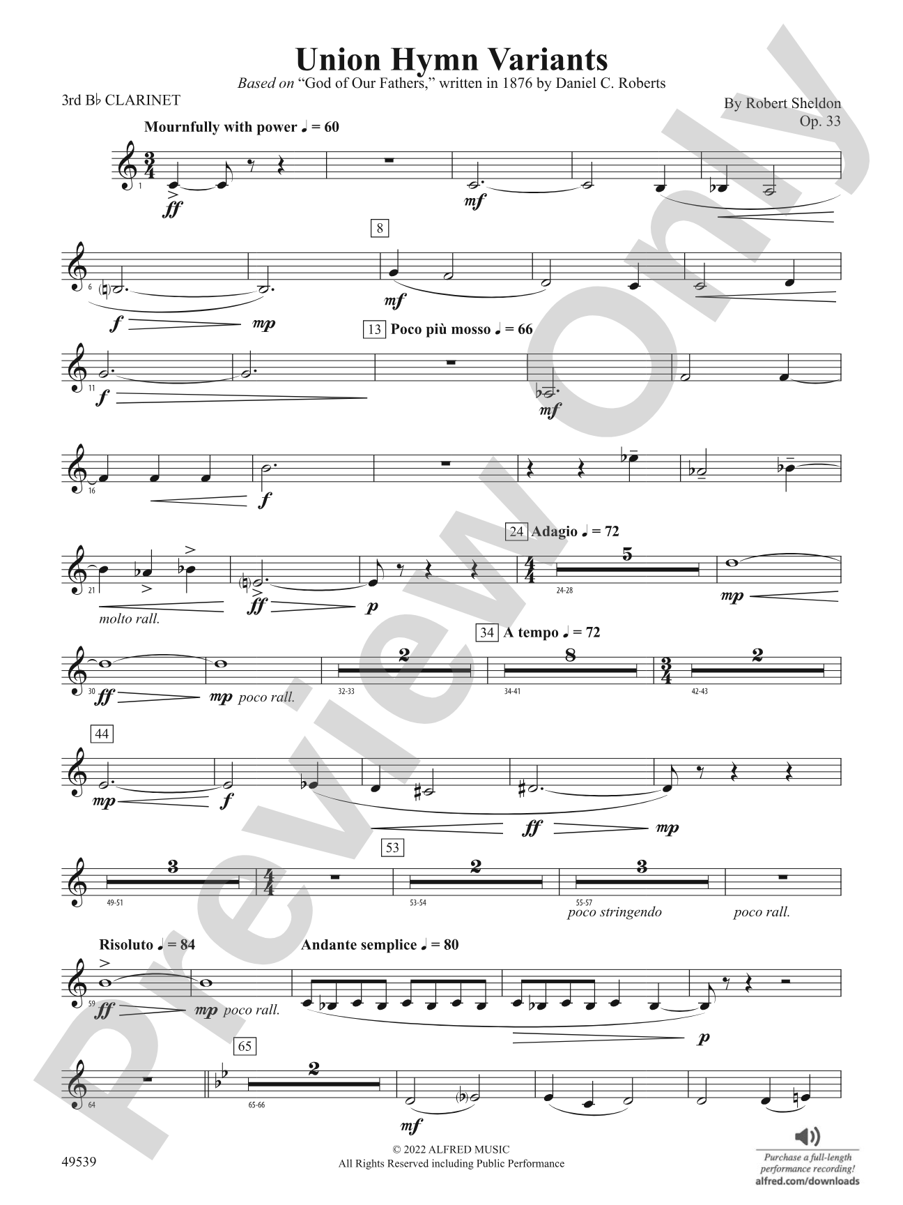 Union Hymn Variants: 3rd B-flat Clarinet