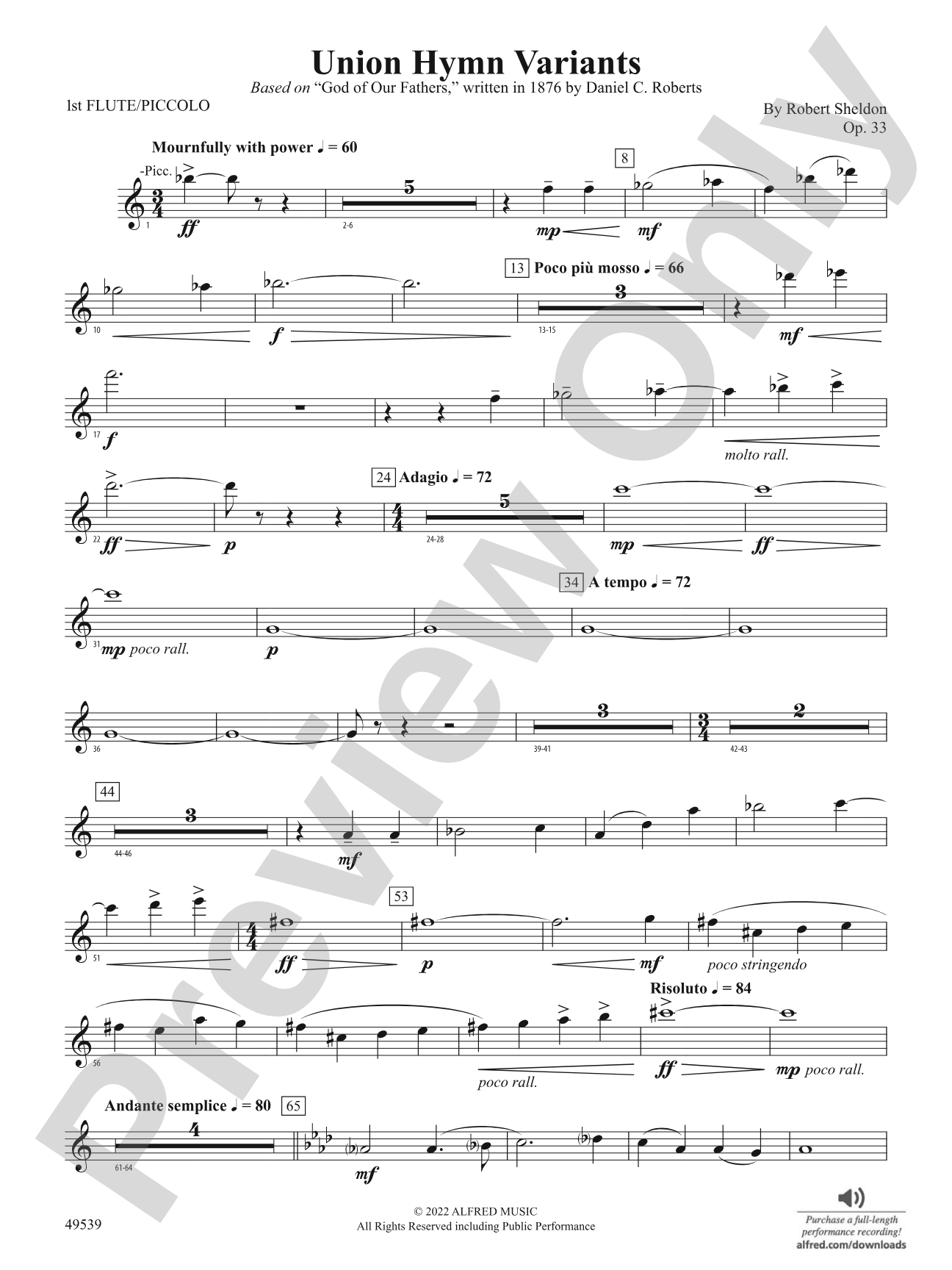 Union Hymn Variants: Flute