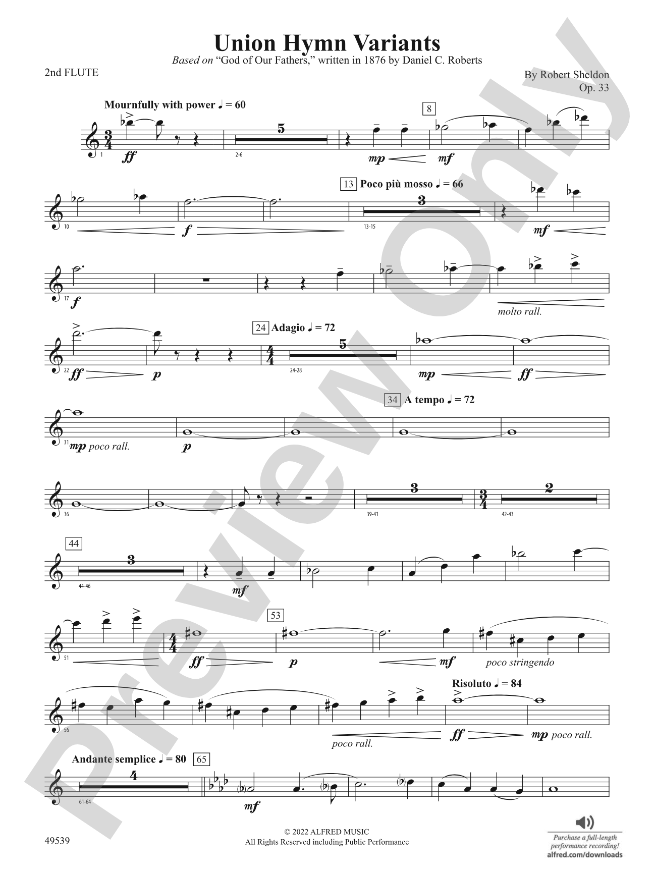 Union Hymn Variants: 2nd Flute