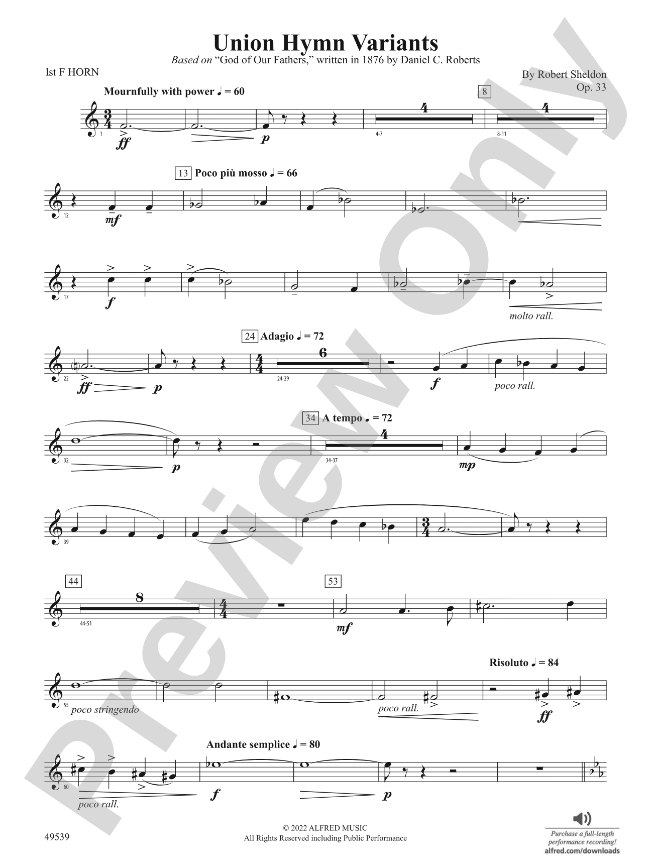 Union Hymn Variants: 1st F Horn
