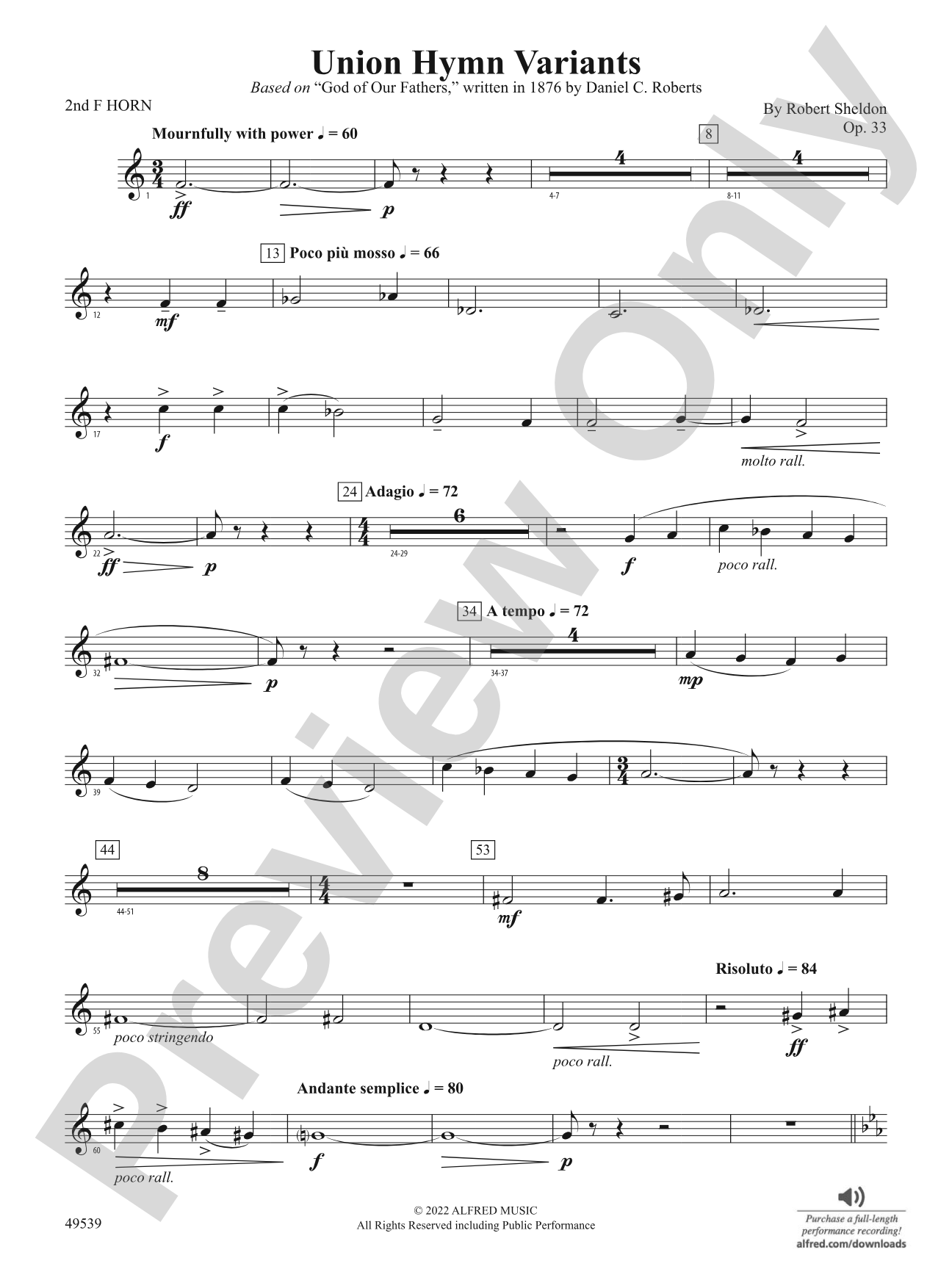 Union Hymn Variants: 2nd F Horn