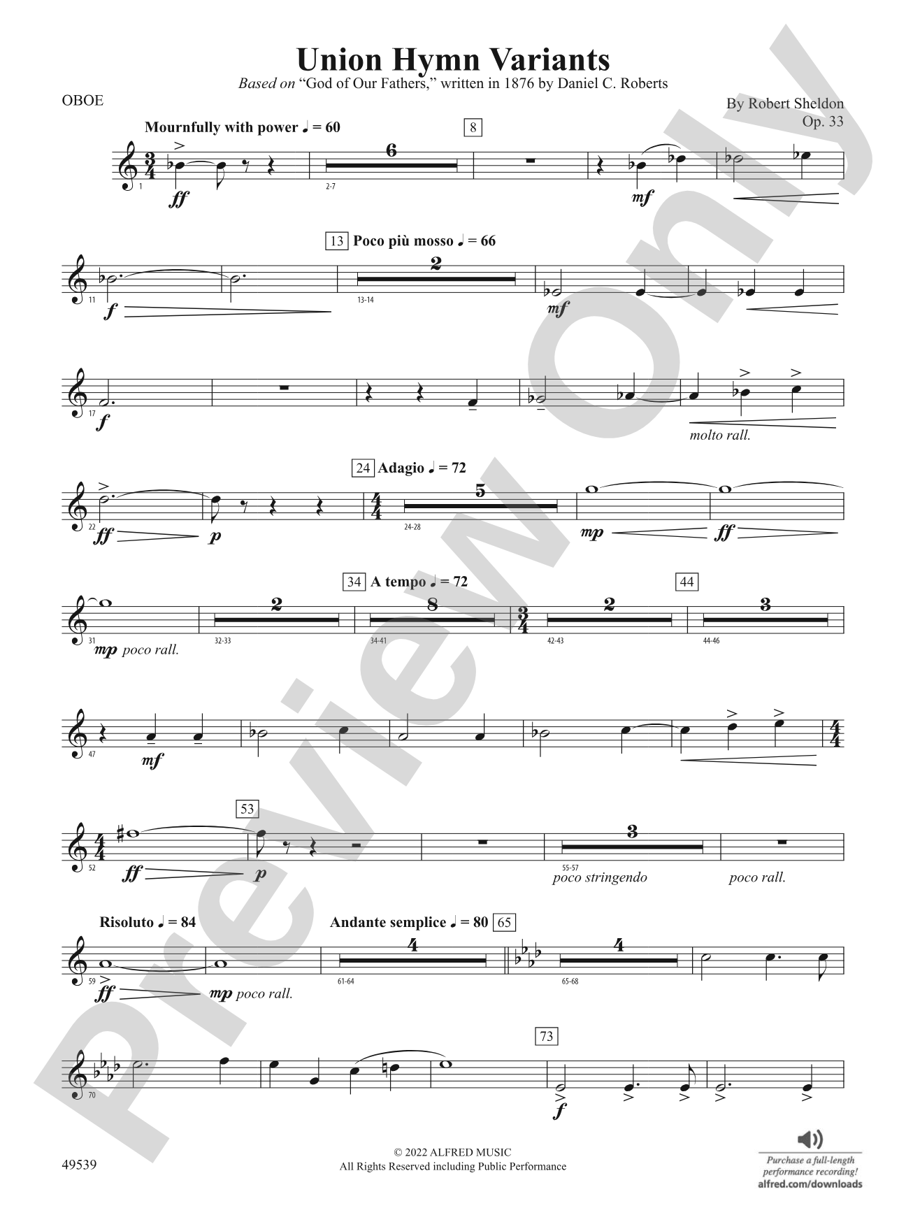 Union Hymn Variants: Oboe