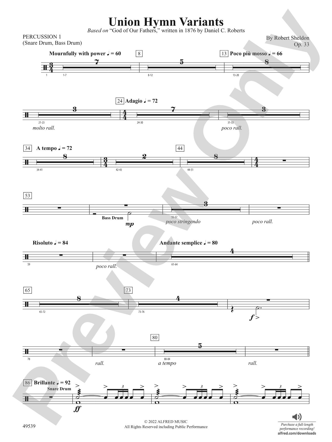 Union Hymn Variants: 1st Percussion