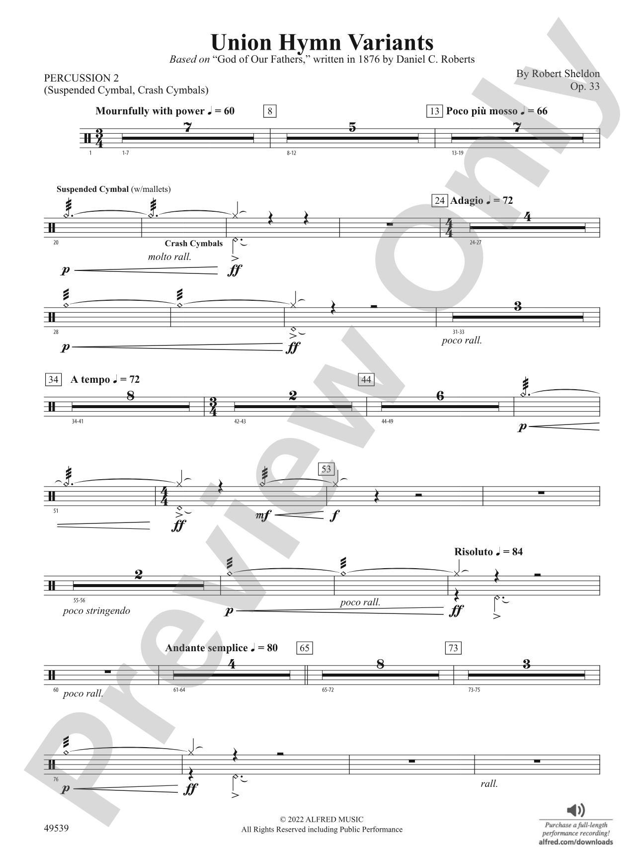 Union Hymn Variants: 2nd Percussion
