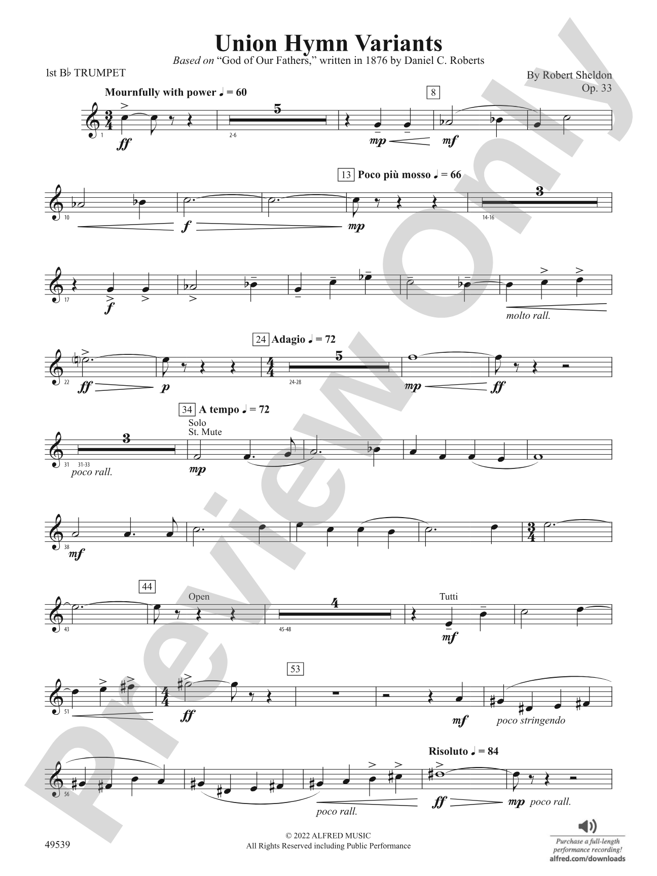 Union Hymn Variants: 1st B-flat Trumpet
