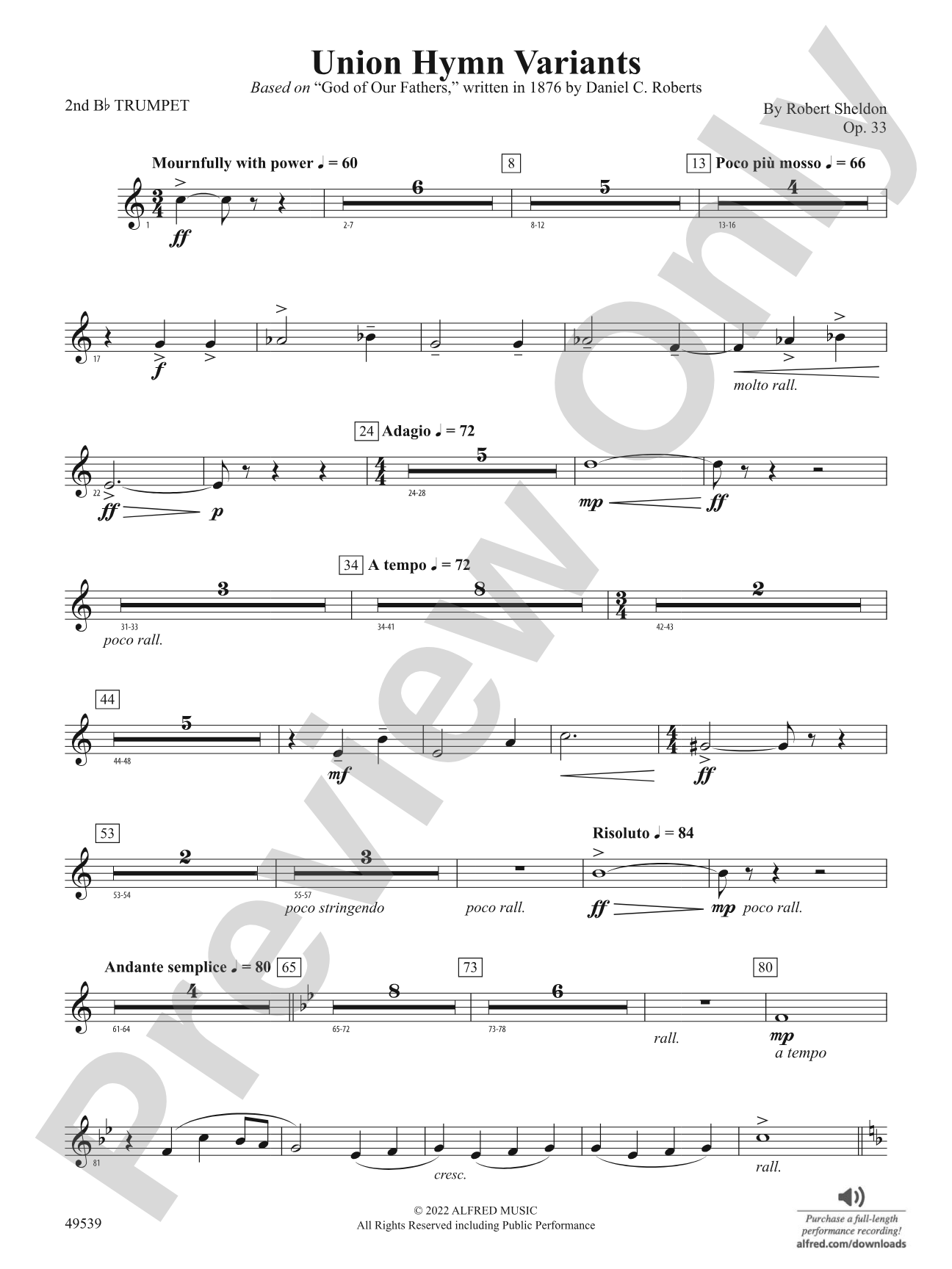 Union Hymn Variants: 2nd B-flat Trumpet