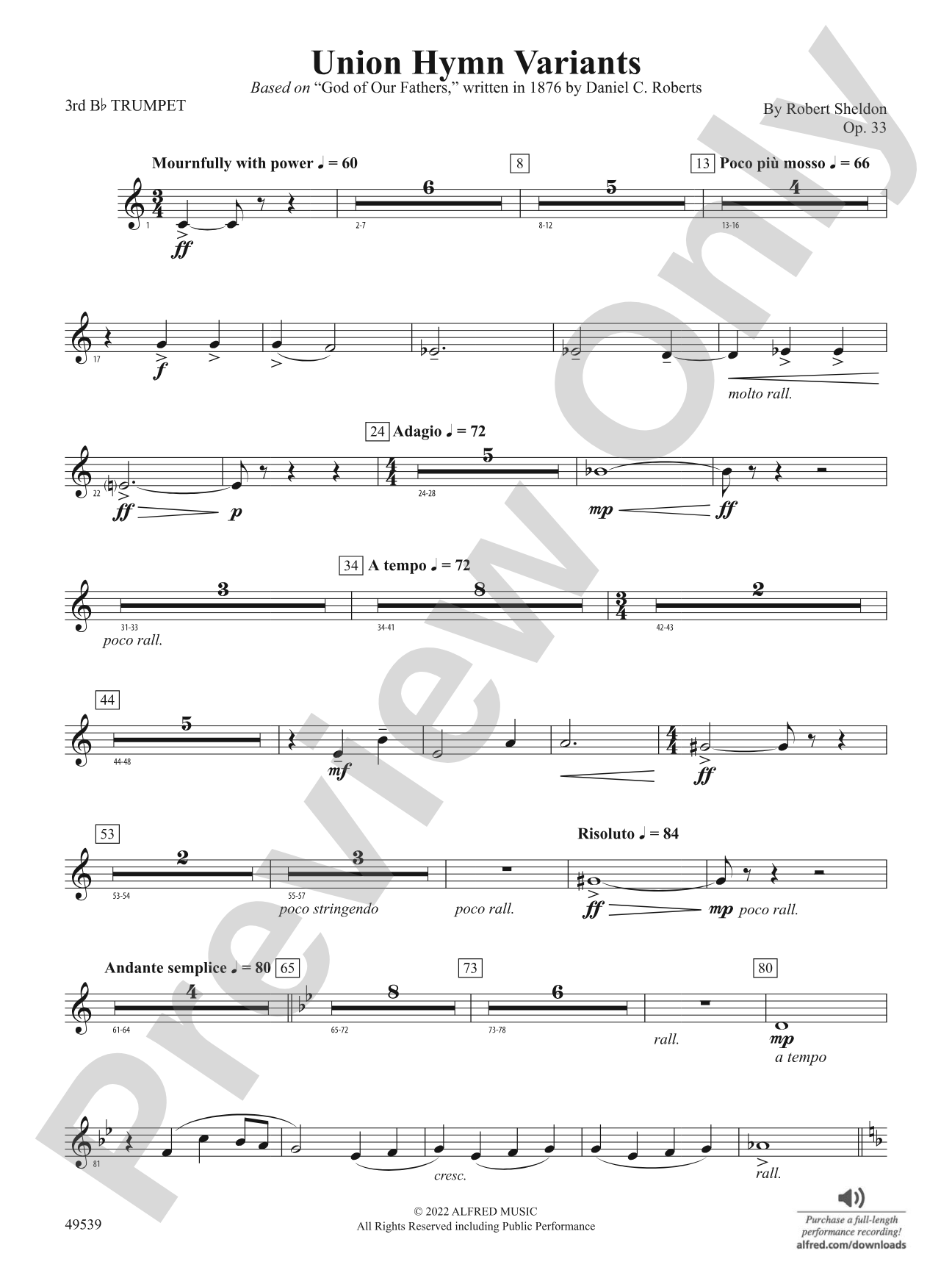 Union Hymn Variants: 3rd B-flat Trumpet