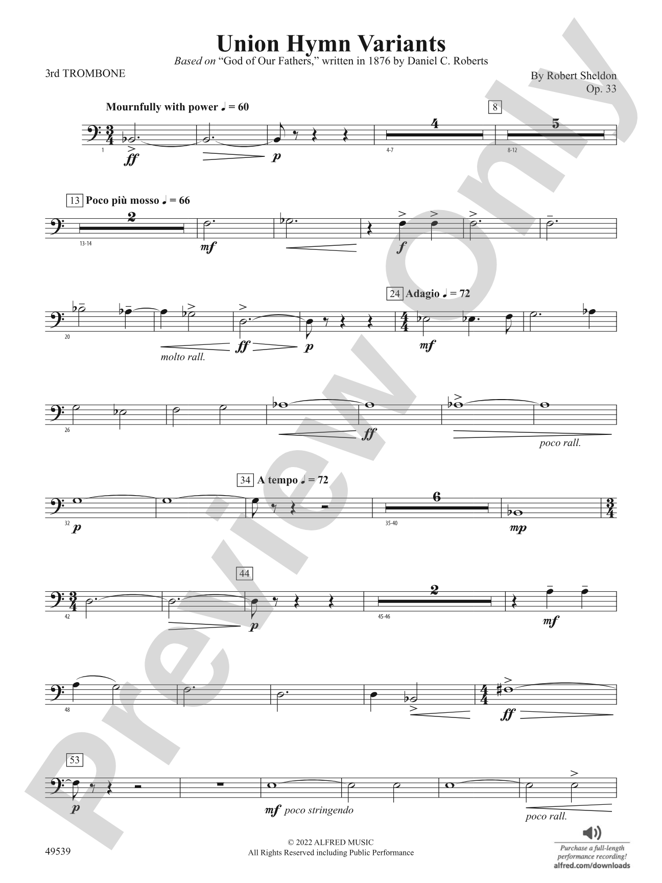 Union Hymn Variants: 3rd Trombone