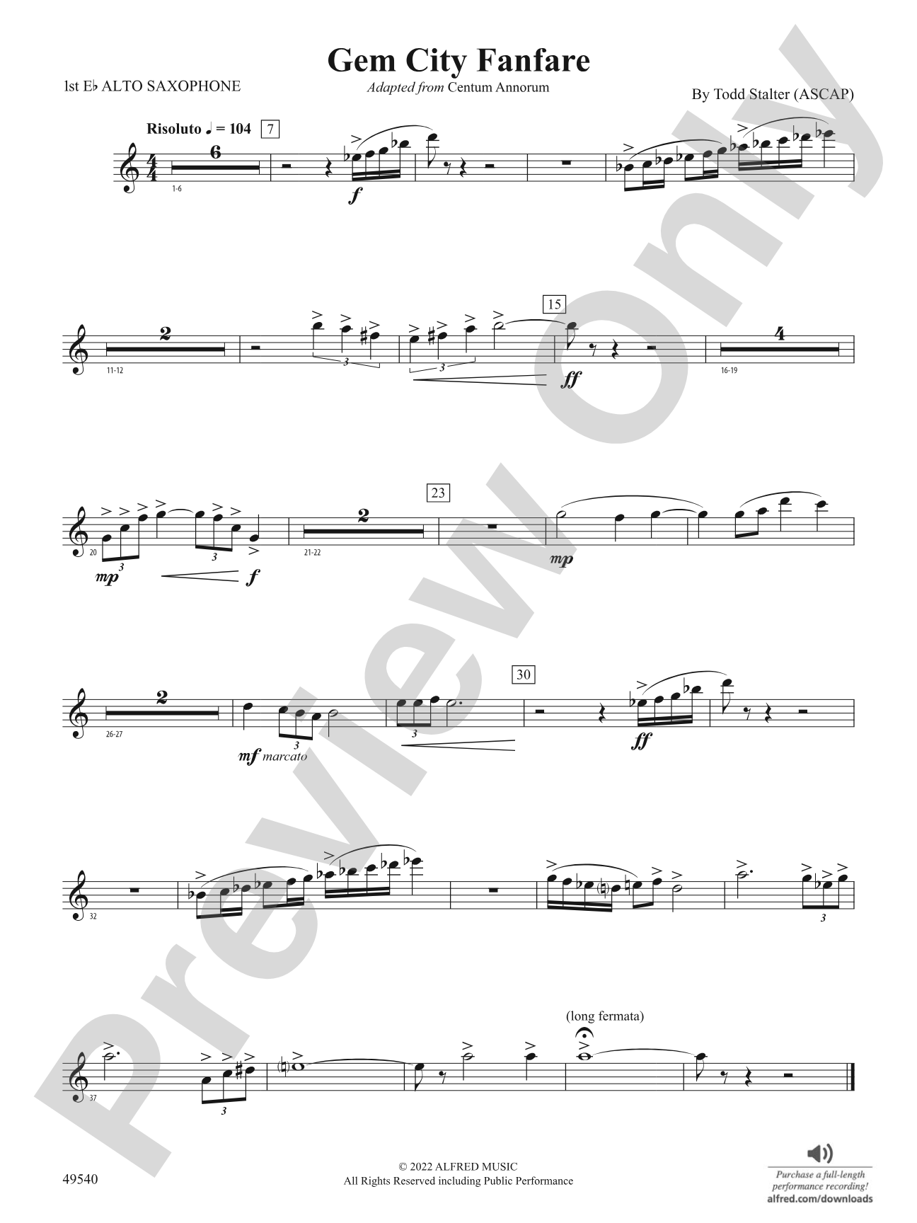 Gem City Fanfare: E-flat Alto Saxophone