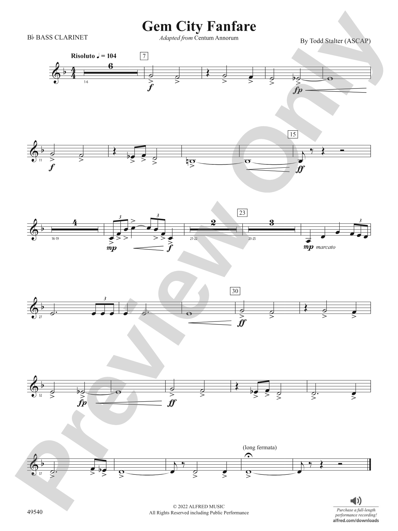 Gem City Fanfare: B-flat Bass Clarinet