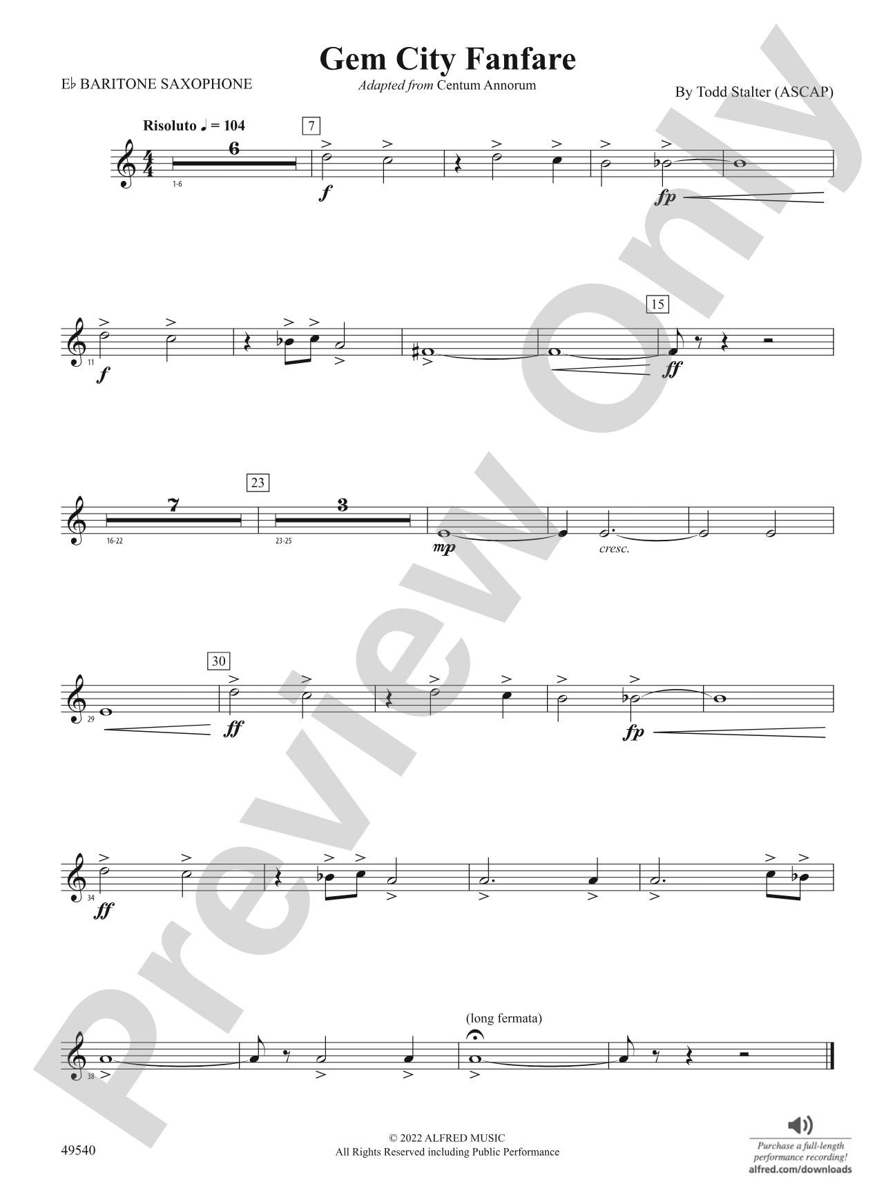 Gem City Fanfare: E-flat Baritone Saxophone