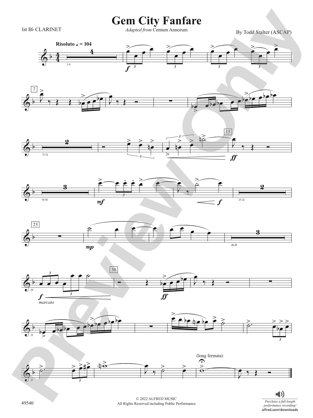 Gem City Fanfare: 1st B-flat Clarinet