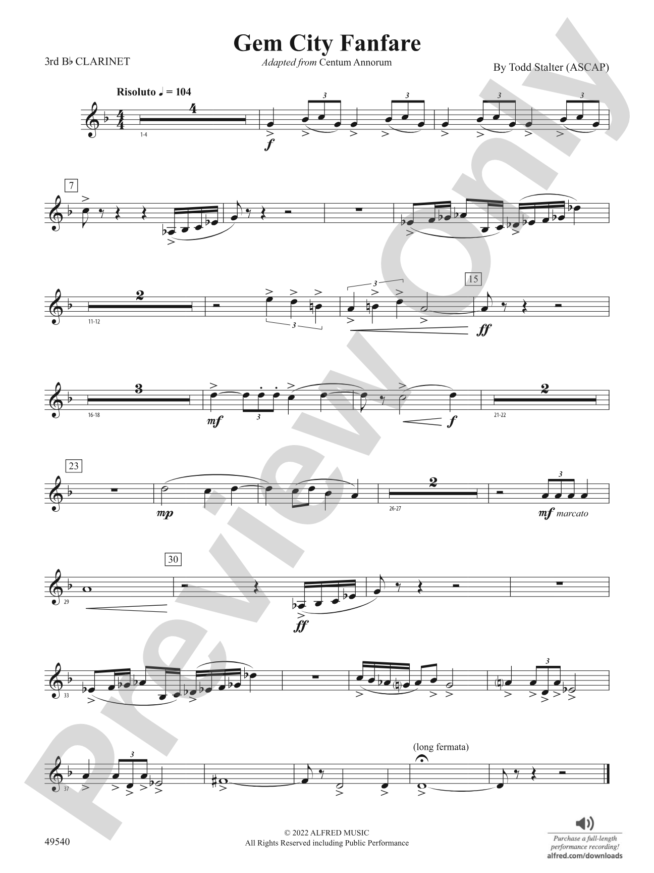 Gem City Fanfare: 3rd B-flat Clarinet