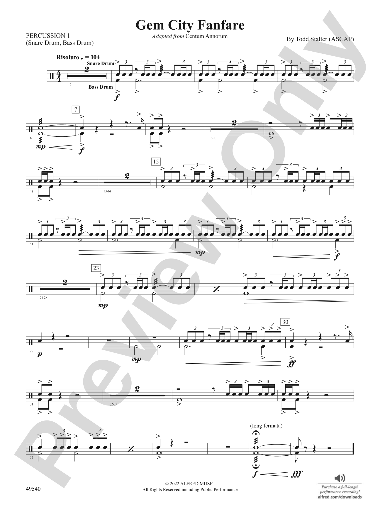 Gem City Fanfare: 1st Percussion