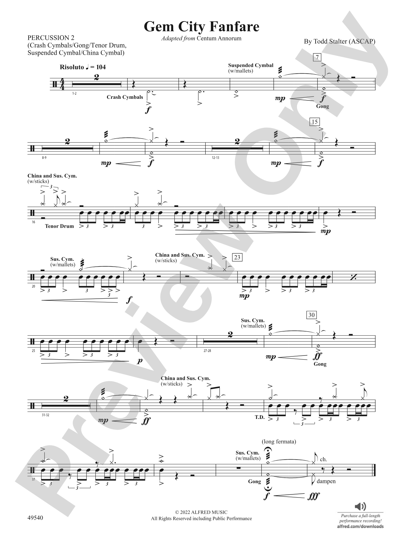 Gem City Fanfare: 2nd Percussion