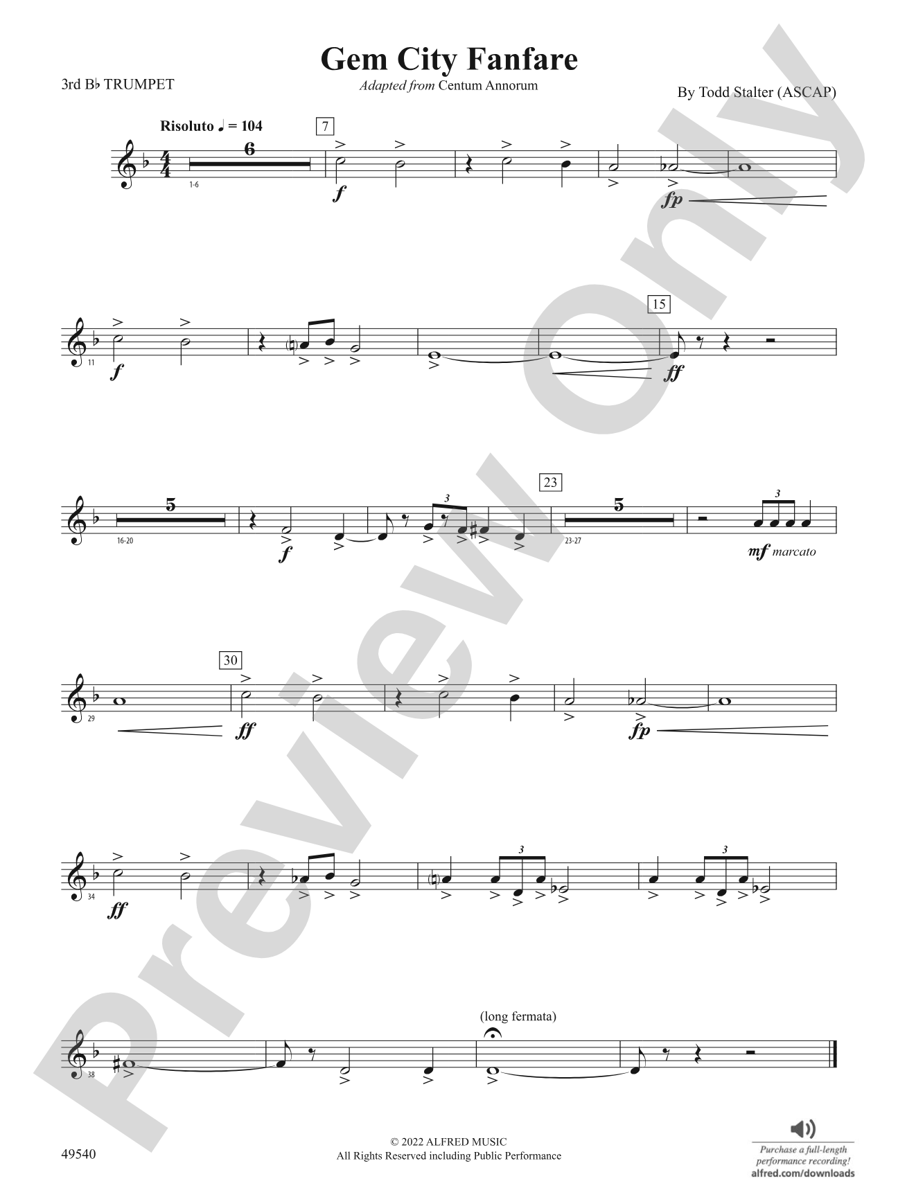 Gem City Fanfare: 3rd B-flat Trumpet