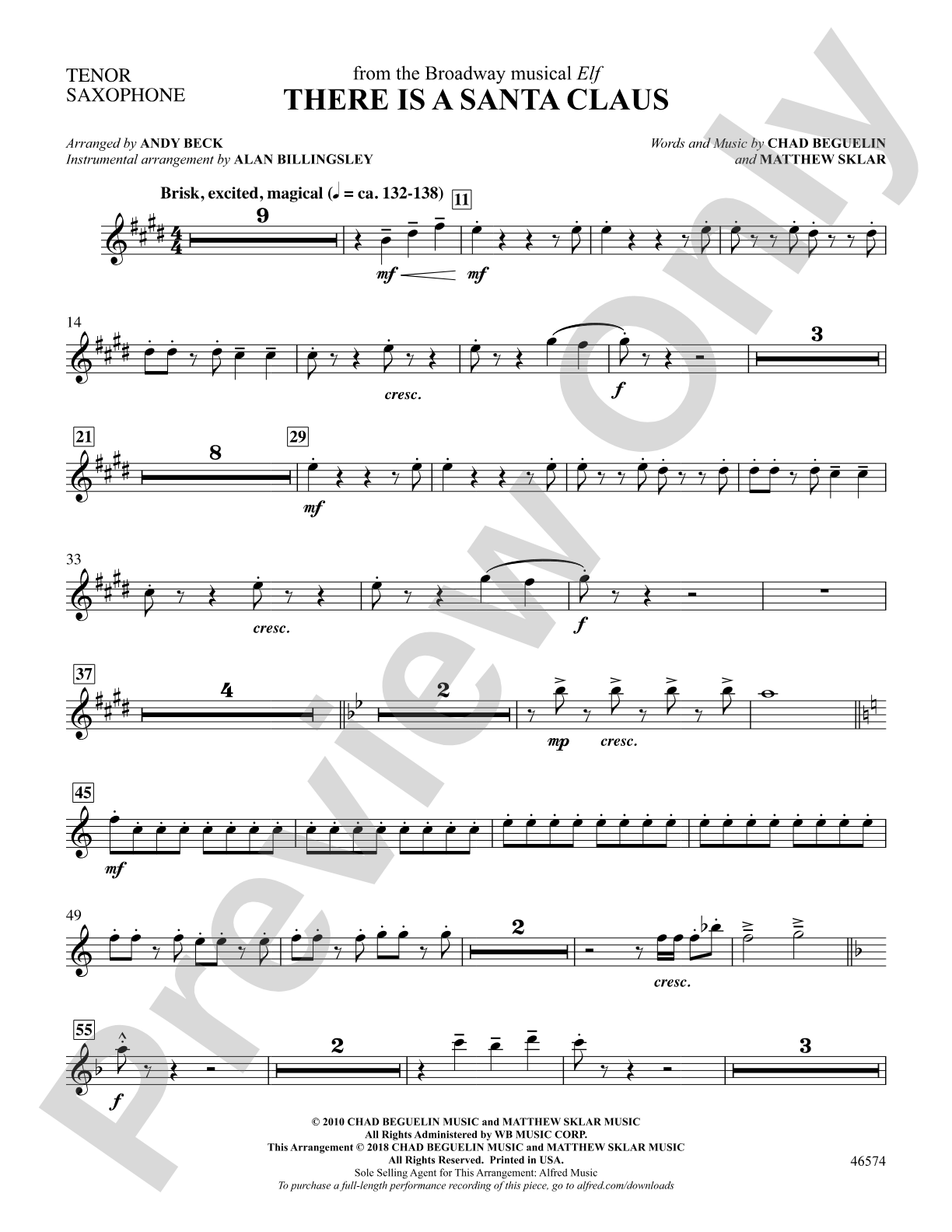 There Is a Santa Claus: B-flat Tenor Saxophone