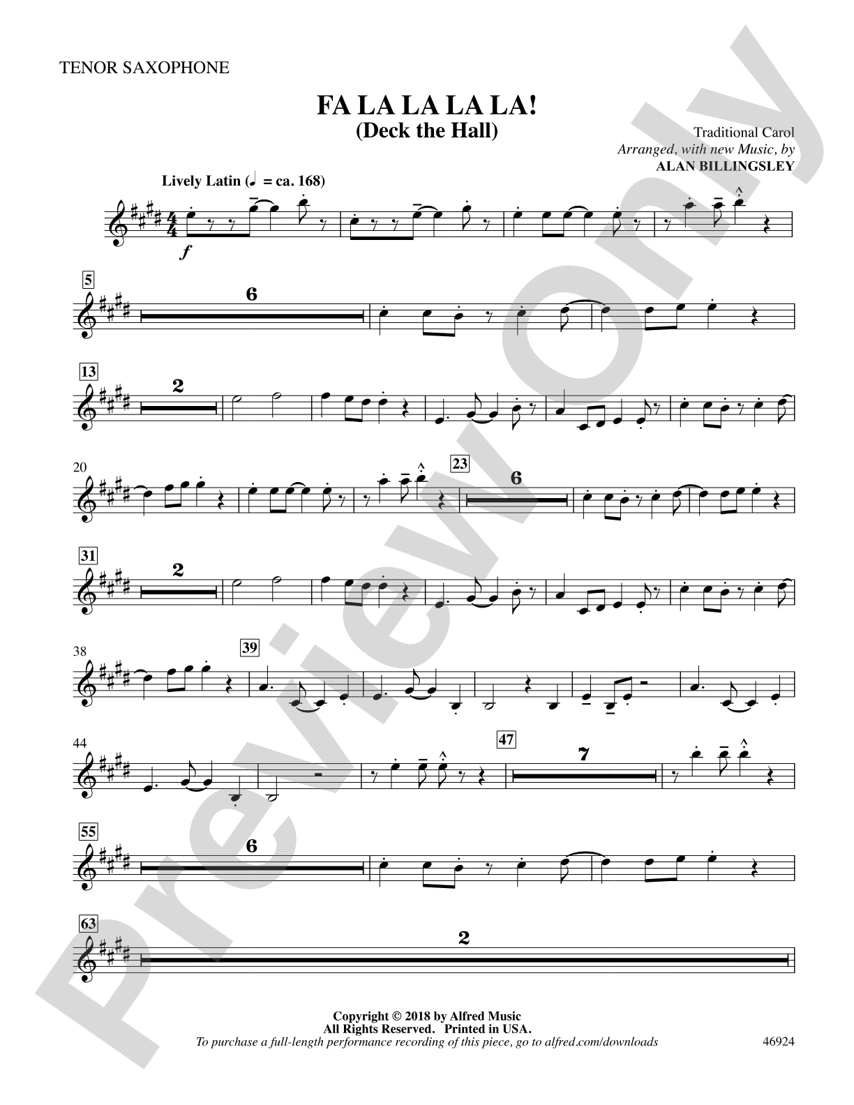 Fa La La La La!: B-flat Tenor Saxophone