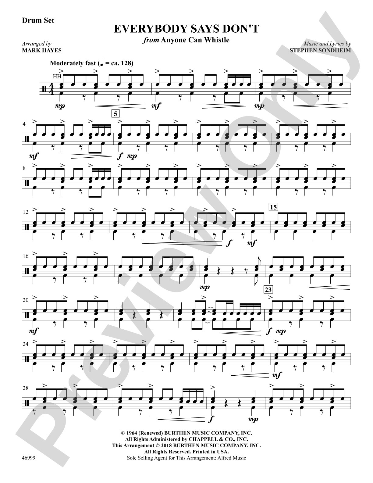 Everybody Says Don't: Drums