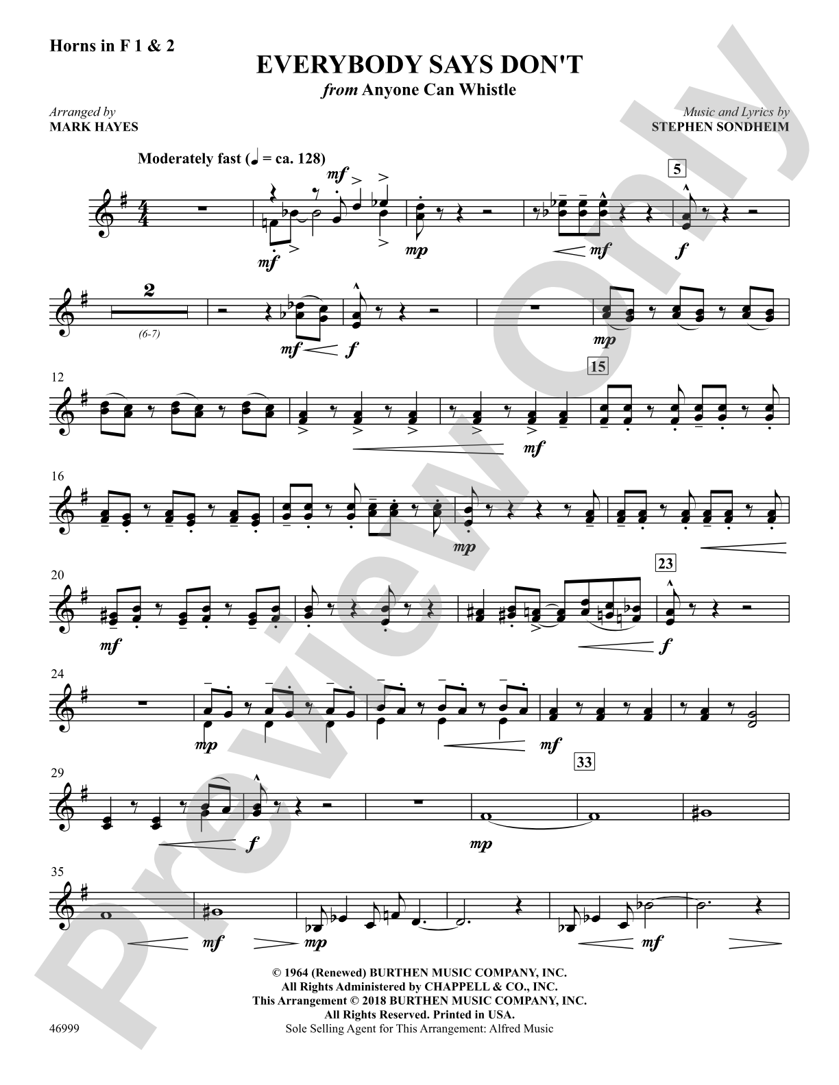 Everybody Says Don't: 1st & 2nd F Horns