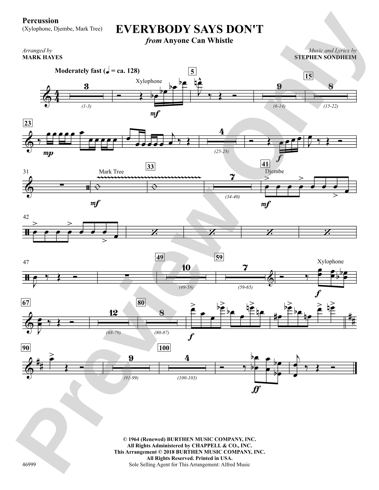 Everybody Says Don't: 1st Percussion