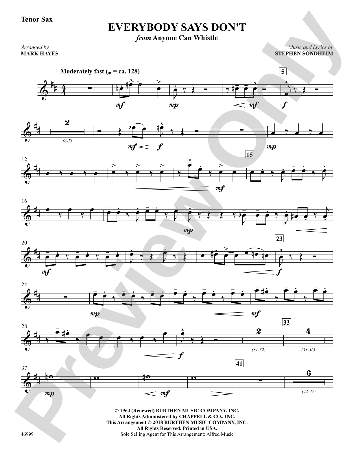Everybody Says Don't: B-flat Tenor Saxophone