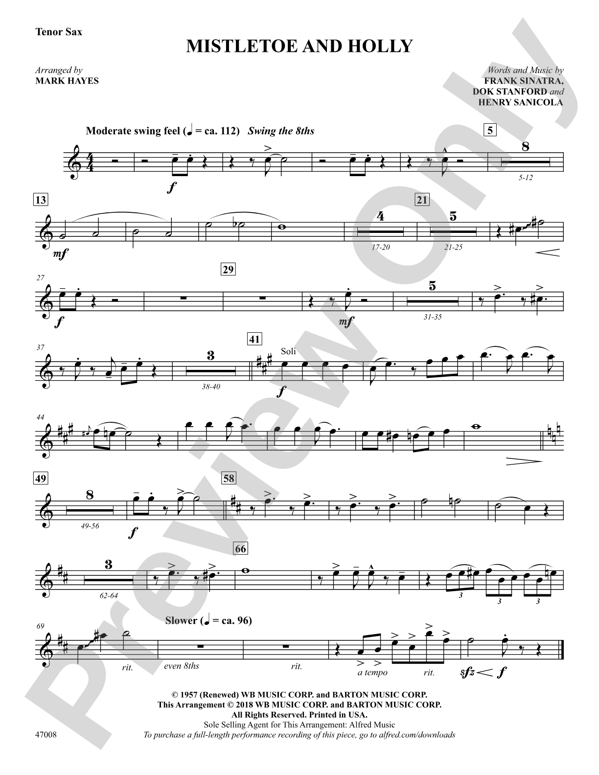 Mistletoe and Holly: B-flat Tenor Saxophone