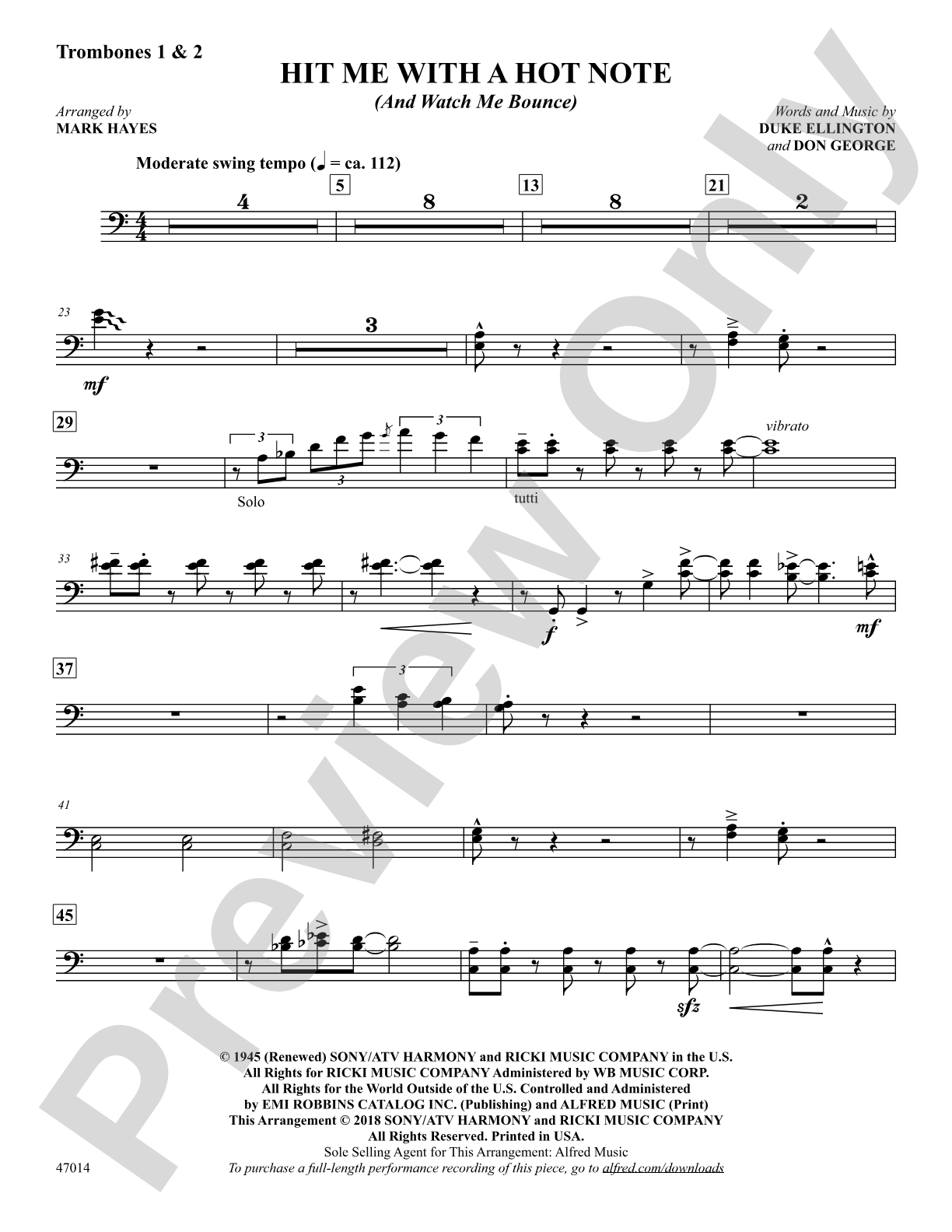 Hit Me with a Hot Note: 1st & 2nd Trombones