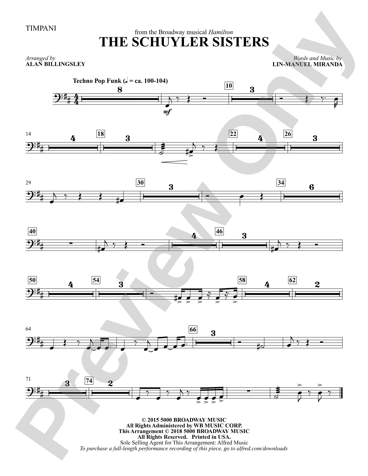 The Schuyler Sisters: Timpani