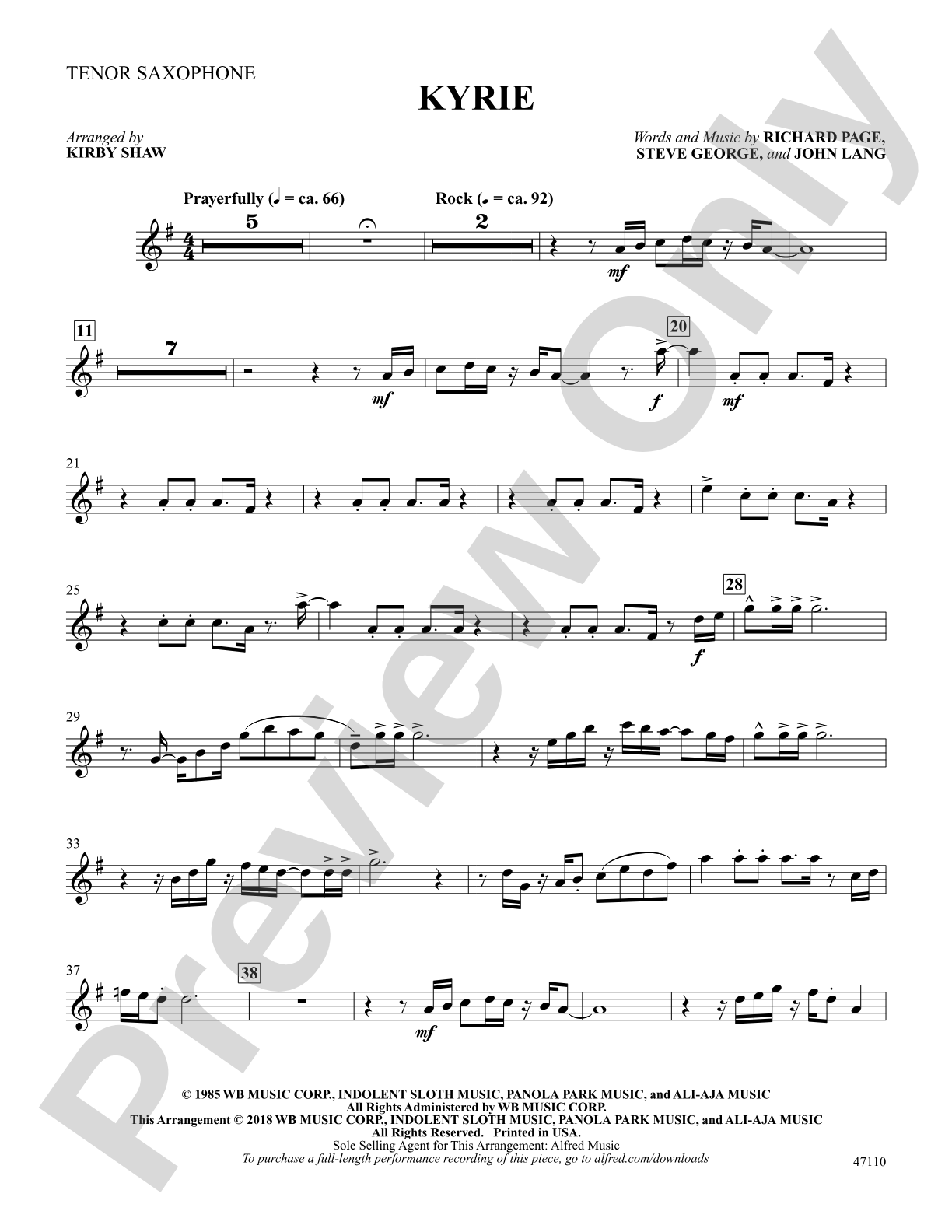 Kyrie: B-flat Tenor Saxophone