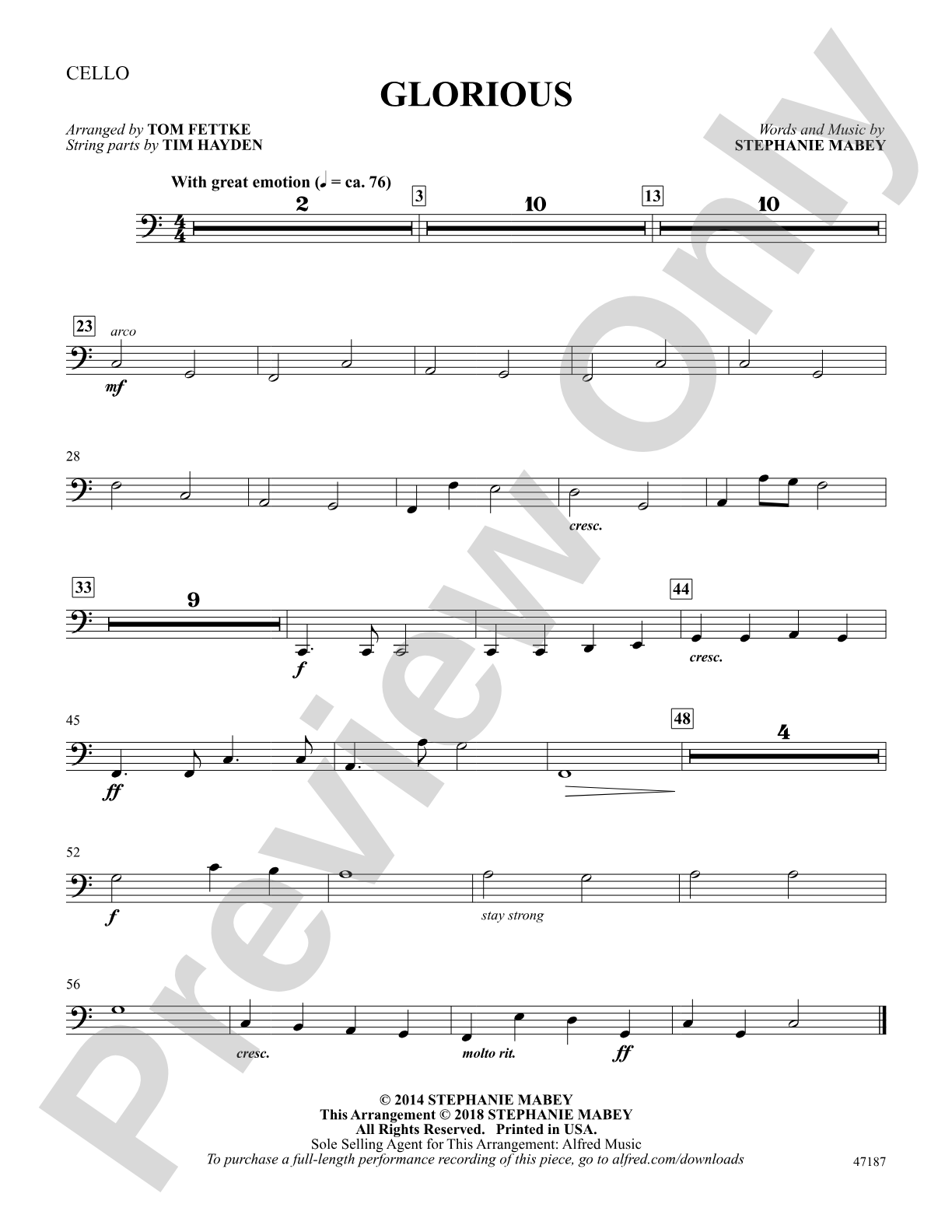 Glorious: Cello