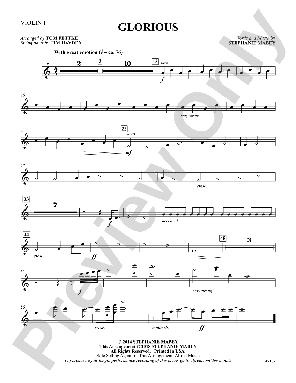Glorious: 1st Violin