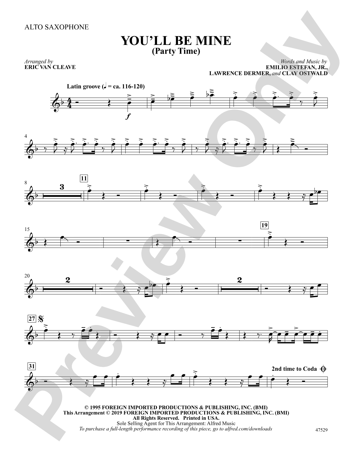 You'll Be Mine: E-flat Alto Saxophone