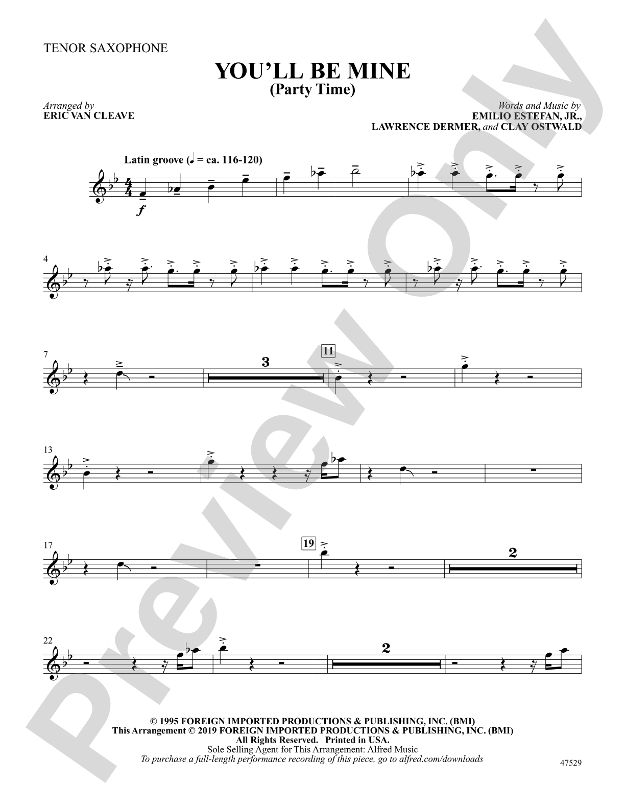 You'll Be Mine: B-flat Tenor Saxophone
