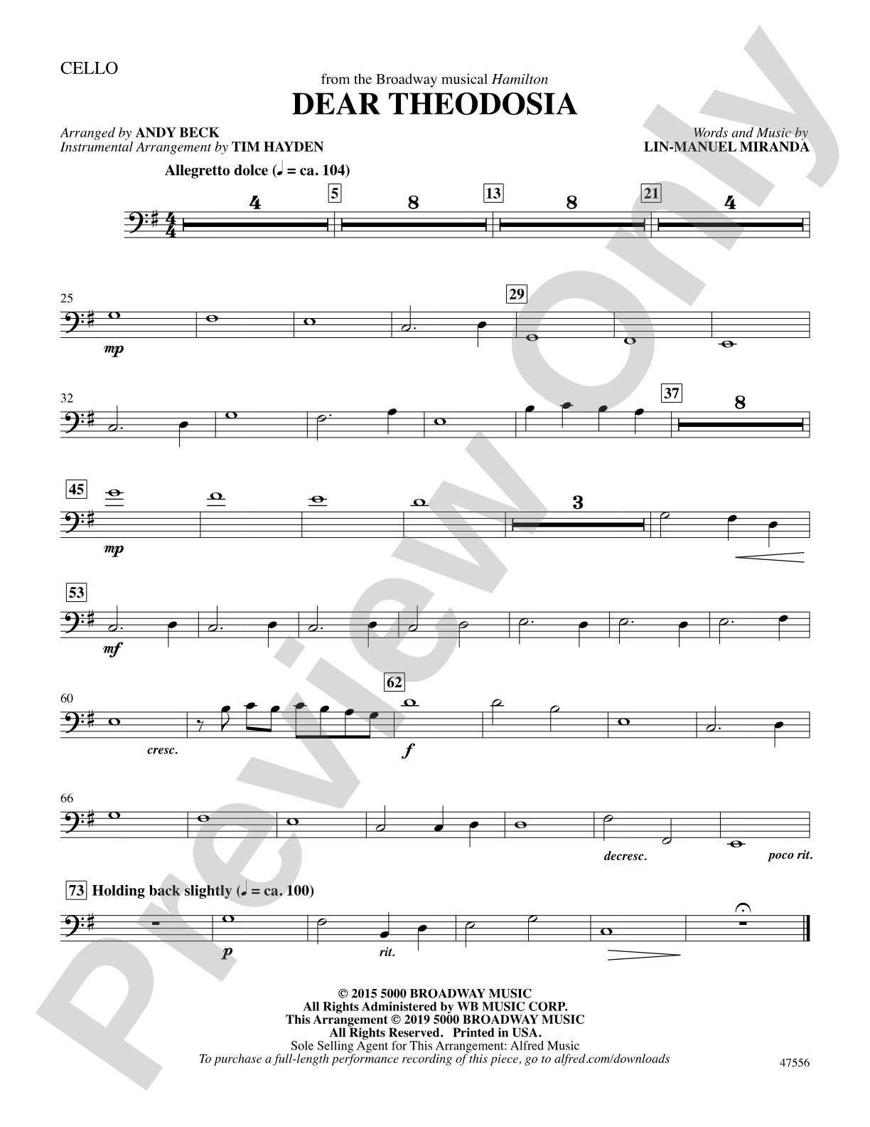 Dear Theodosia: Cello